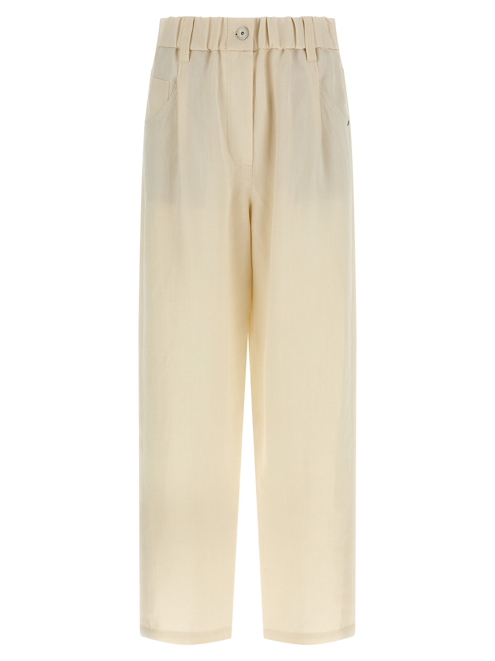 Brunello Cucinelli White Viscose Casual Pants