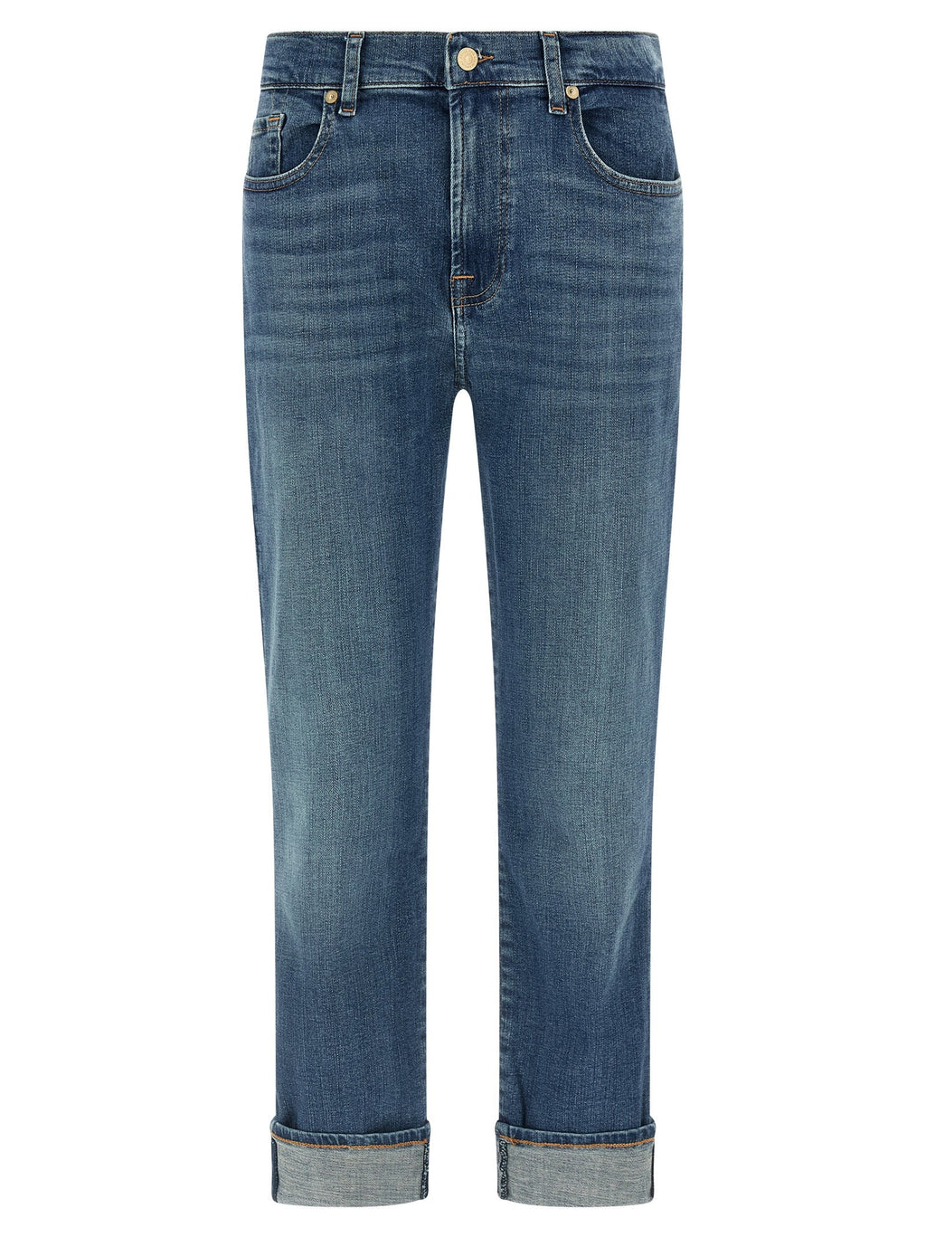 7 For All Mankind Blue Cotton Relaxed Fit Jeans