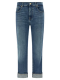 7 For All Mankind Blue Cotton Relaxed Fit Jeans