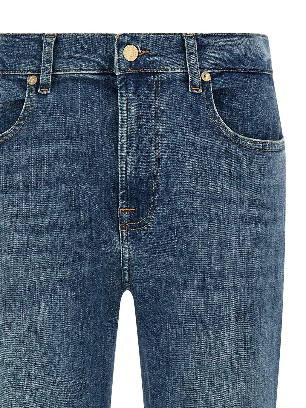 7 For All Mankind Blue Cotton Relaxed Fit Jeans