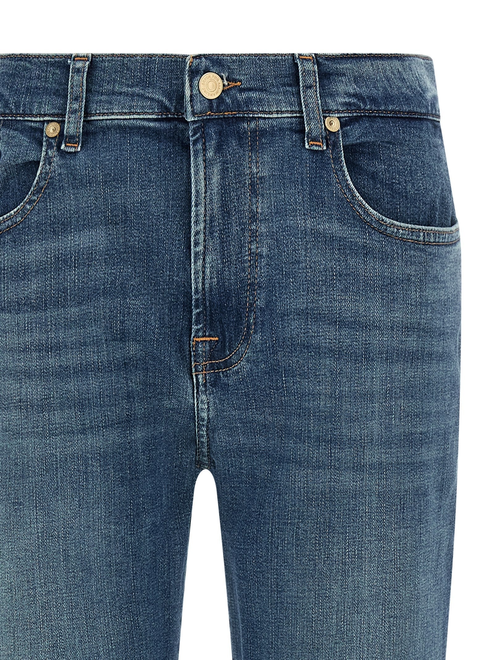7 For All Mankind Blue Cotton Relaxed Fit Jeans