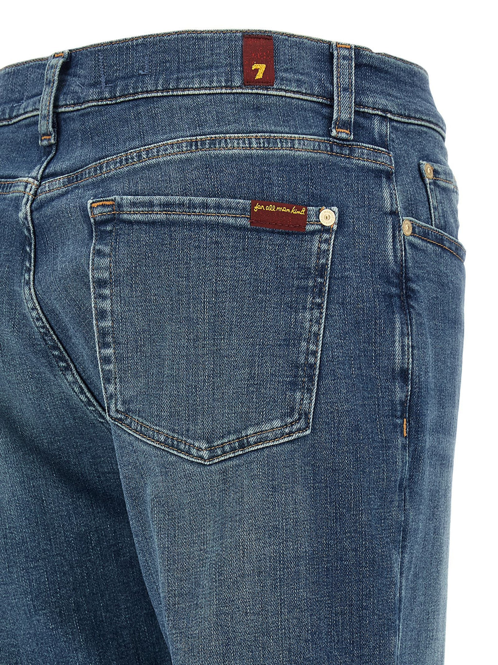 7 For All Mankind Blue Cotton Relaxed Fit Jeans