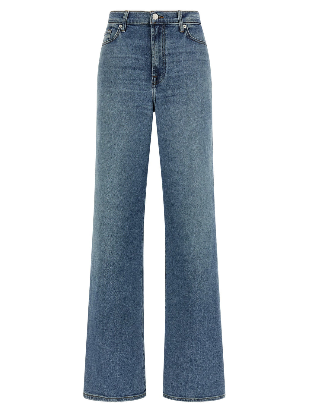 7 For All Mankind Blue Cotton Straight-Leg Jeans