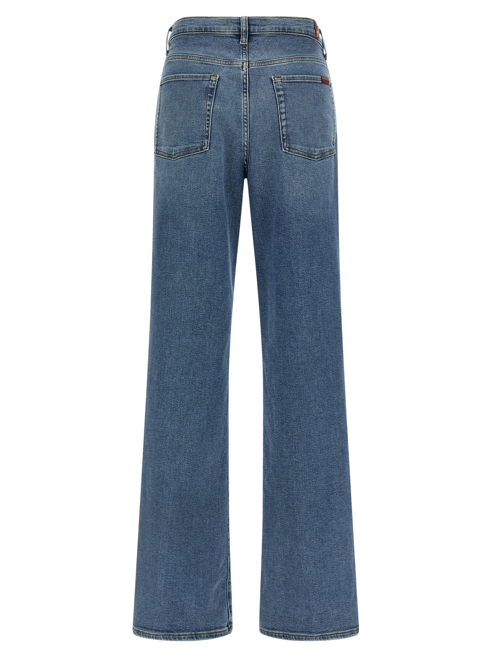 7 For All Mankind Blue Cotton Straight-Leg Jeans