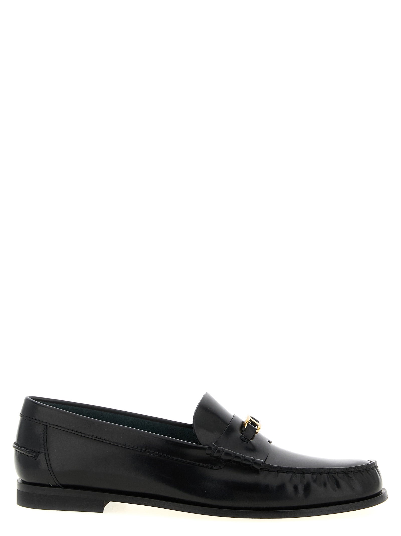 Tod's Black Calfskin Slip-On Loafers