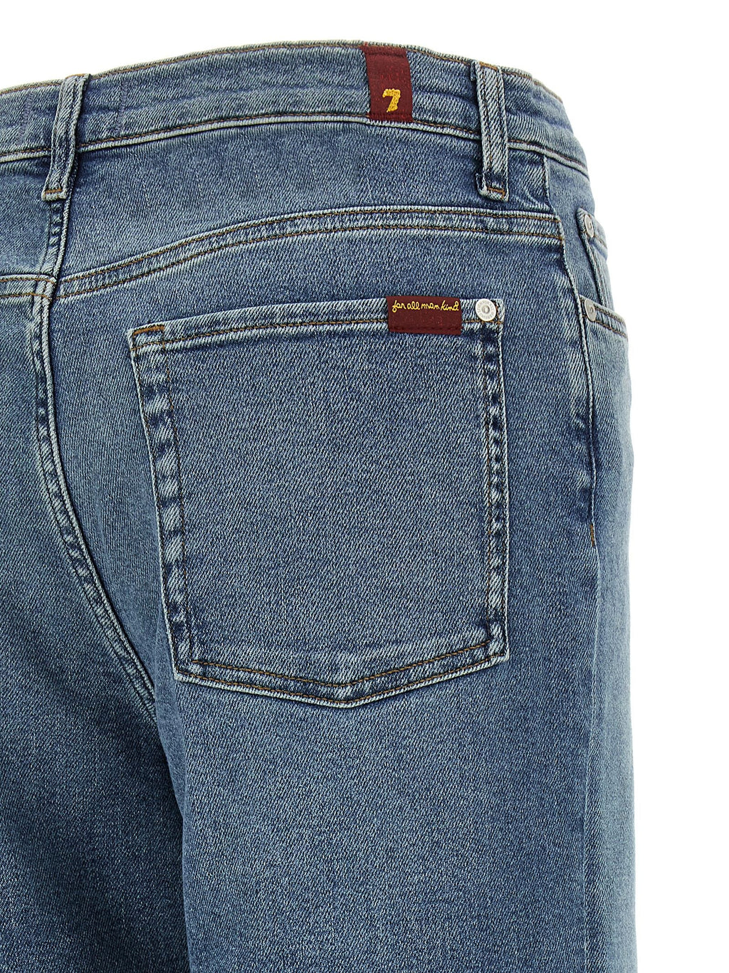 7 For All Mankind Blue Cotton Straight-Leg Jeans