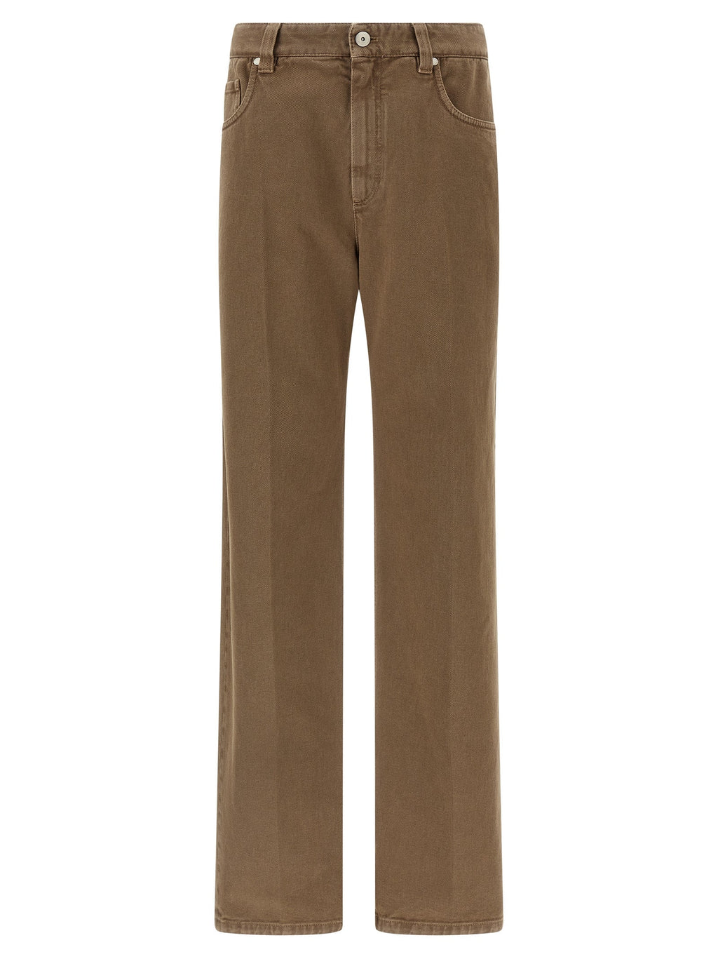Brunello Cucinelli Beige Cotton Straight-Leg Jeans