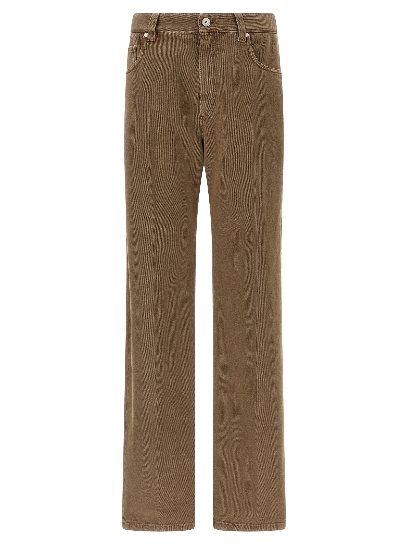 Brunello Cucinelli Beige Cotton Straight-Leg Jeans