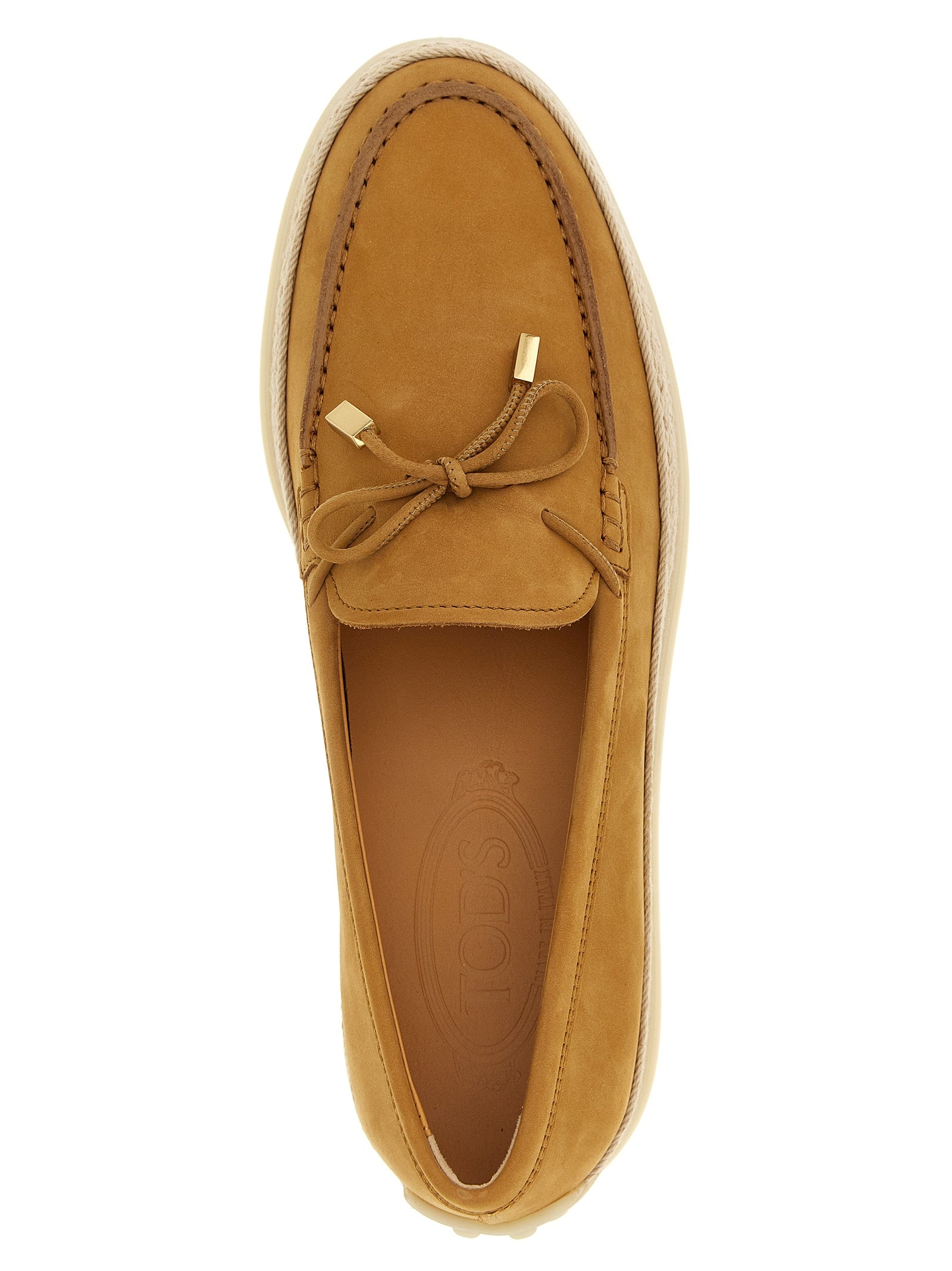 Tod's Beige Calfskin Slip-On Loafers