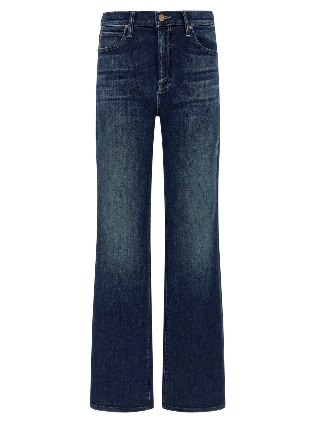 Mother Denim Blue Cotton Straight-Leg Jeans