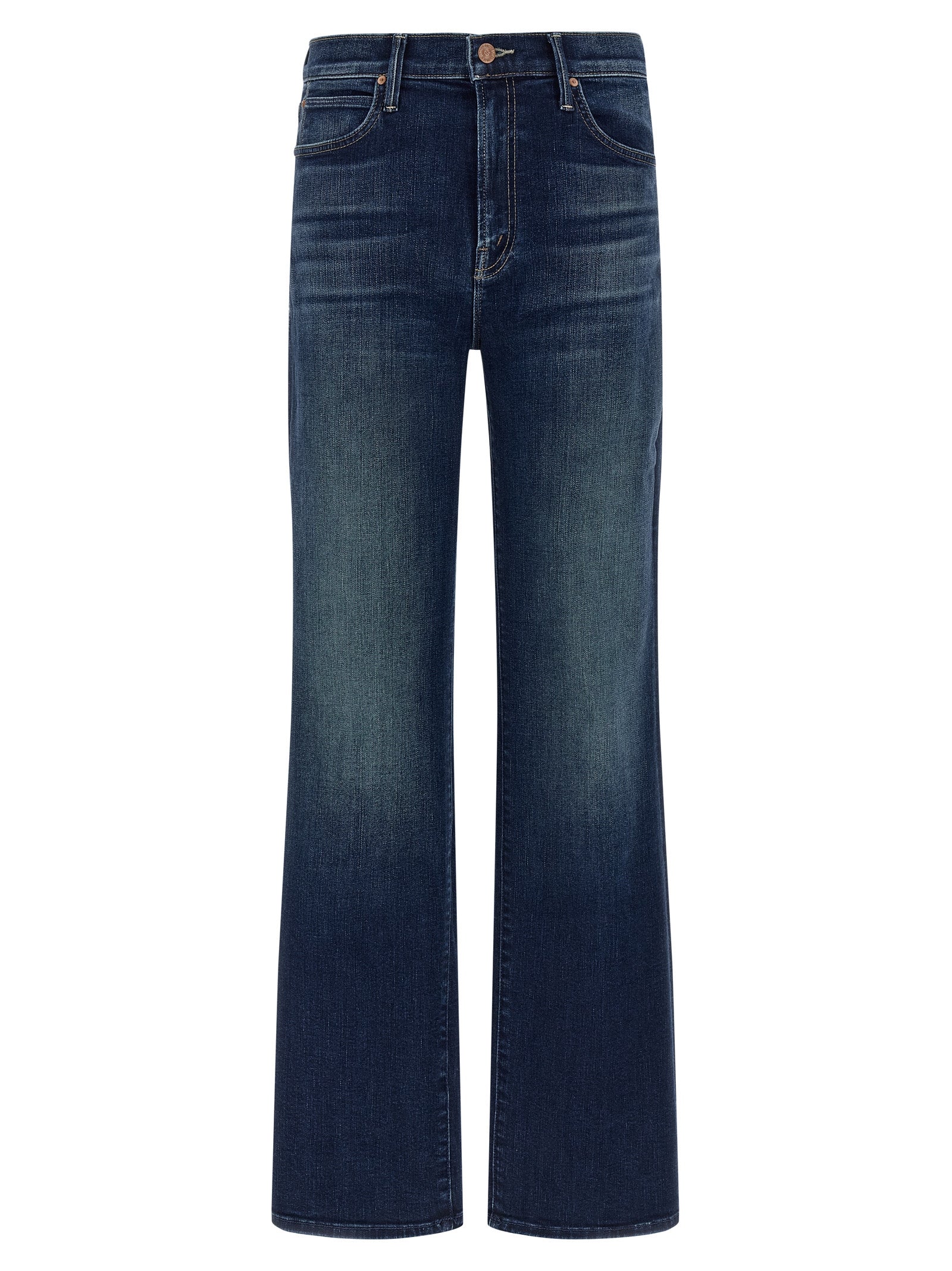 Mother Denim Blue Cotton Straight-Leg Jeans