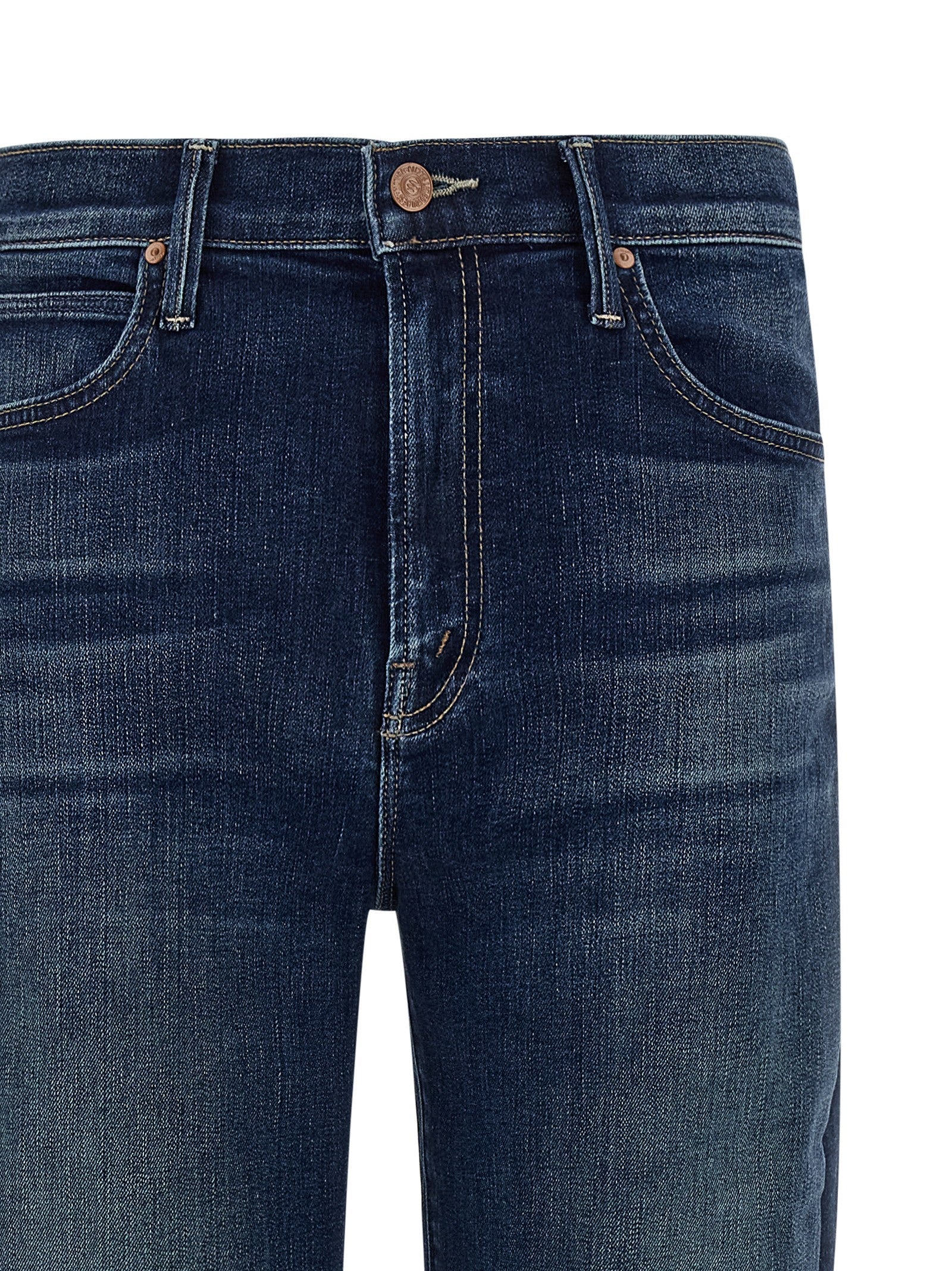 Mother Denim Blue Cotton Straight-Leg Jeans