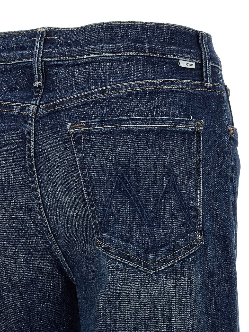Mother Denim Blue Cotton Straight-Leg Jeans