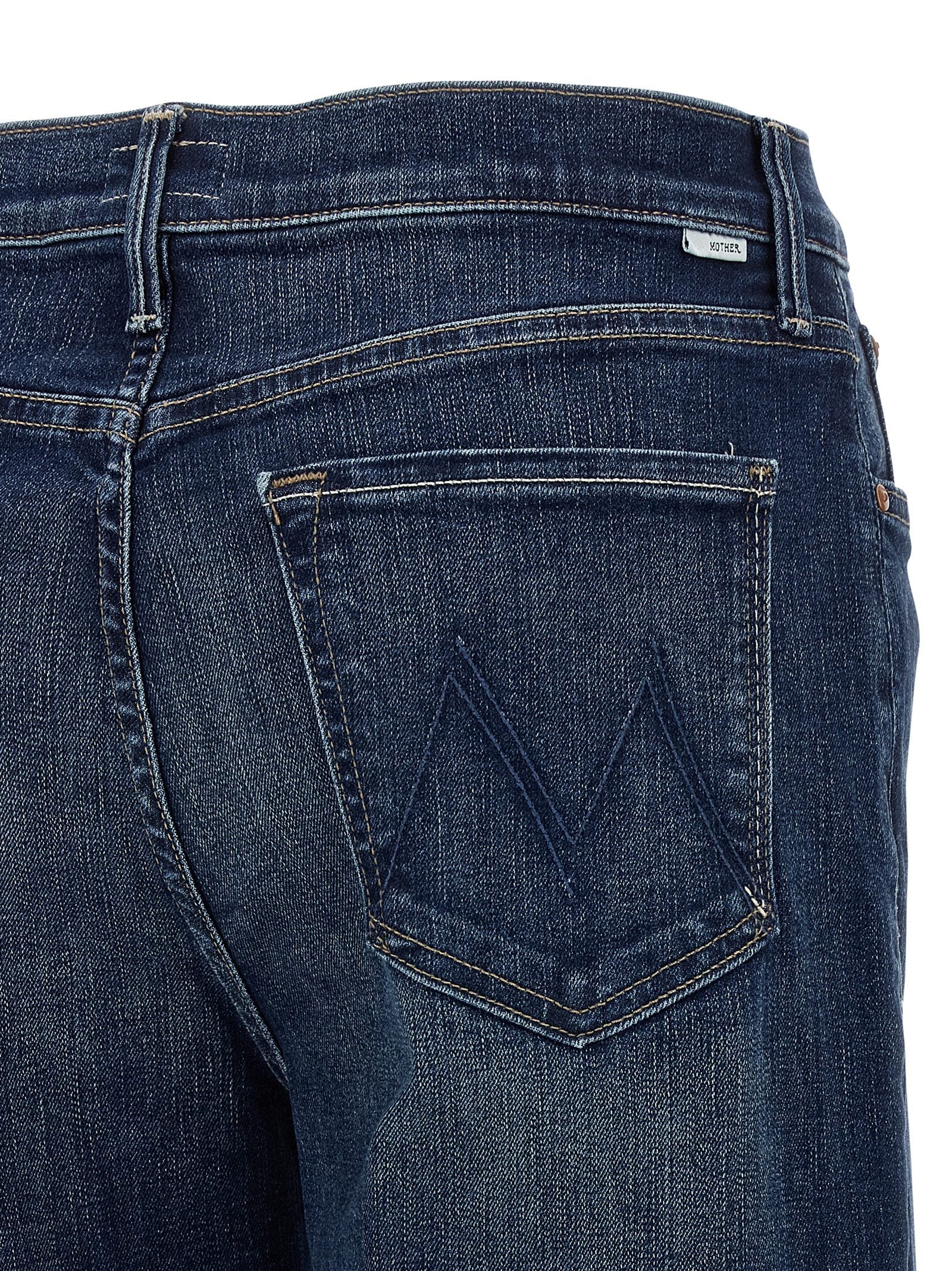 Mother Denim Blue Cotton Straight-Leg Jeans