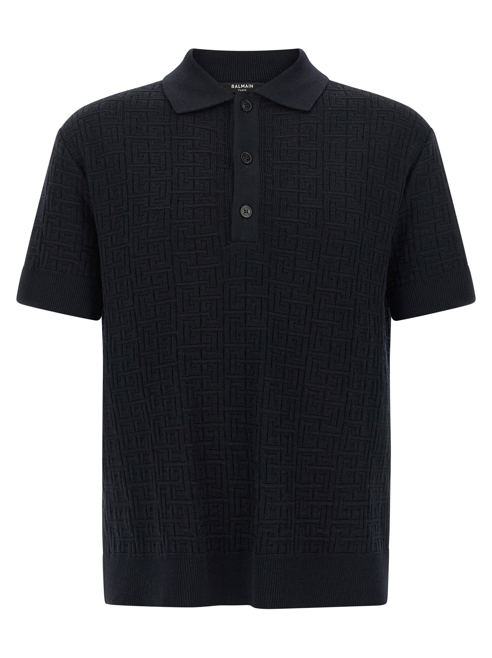 Balmain Blue Wool Polo Shirt