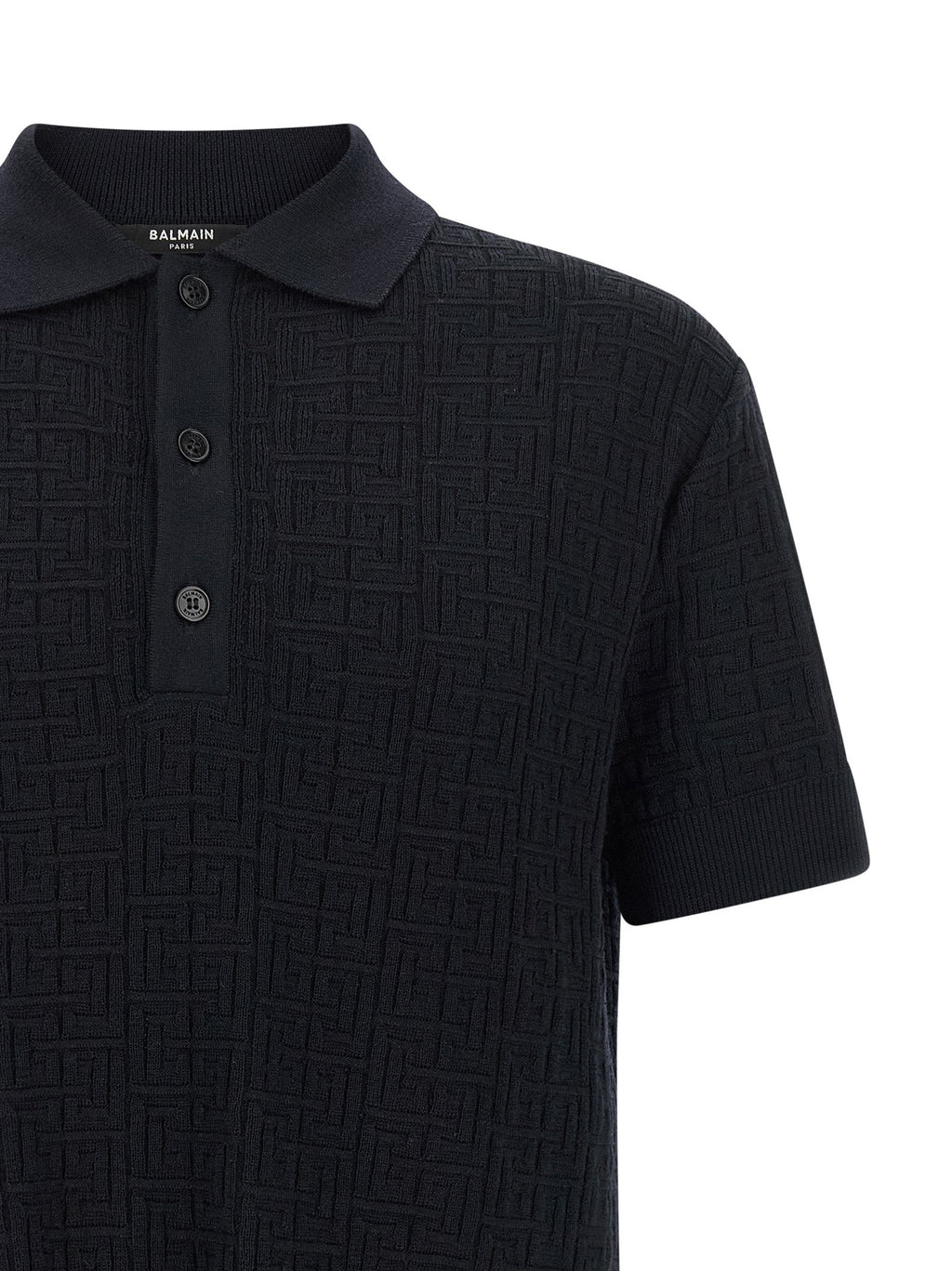 Balmain Blue Wool Polo Shirt