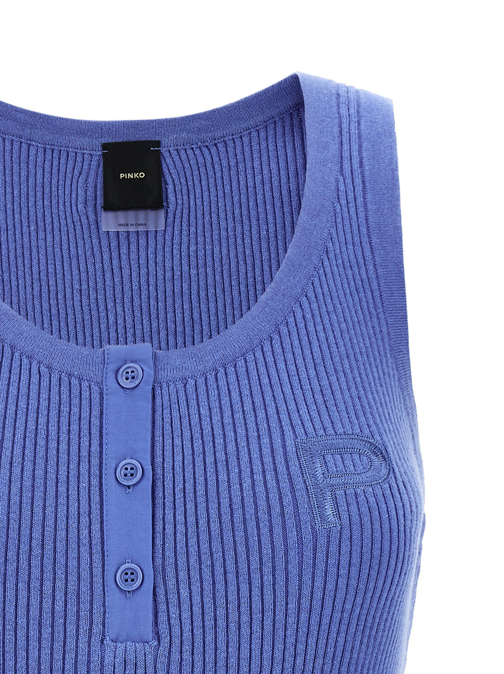 PINKO Blue Cotton Tank Tops