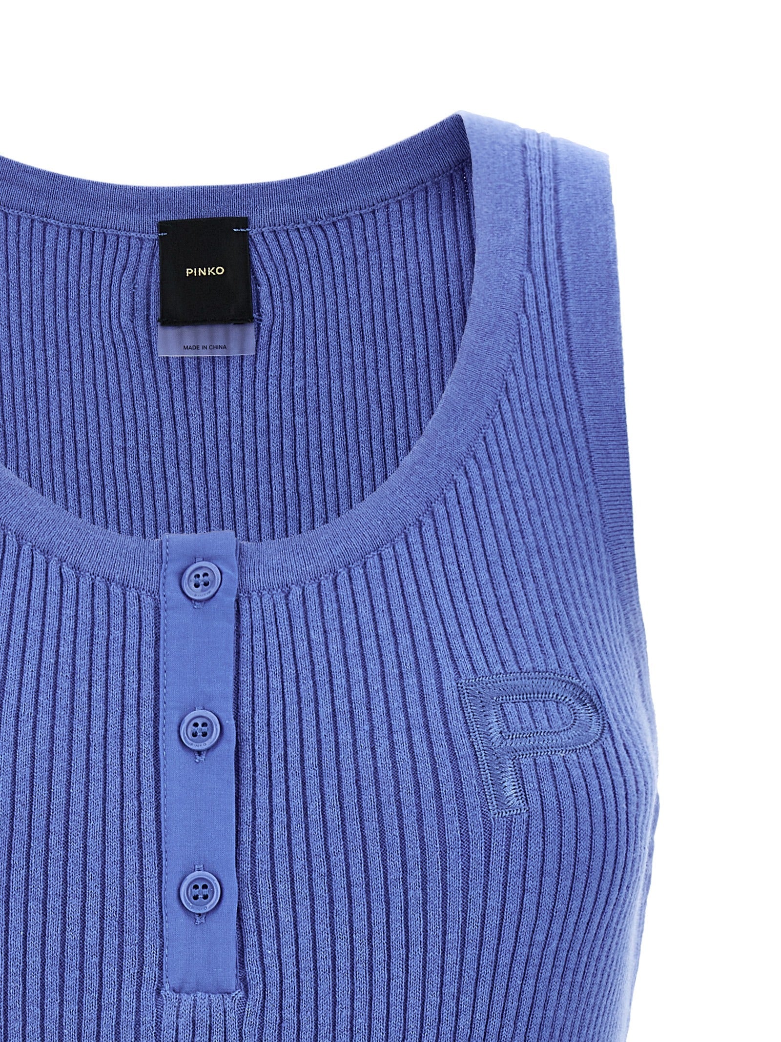 PINKO Blue Cotton Tank Tops