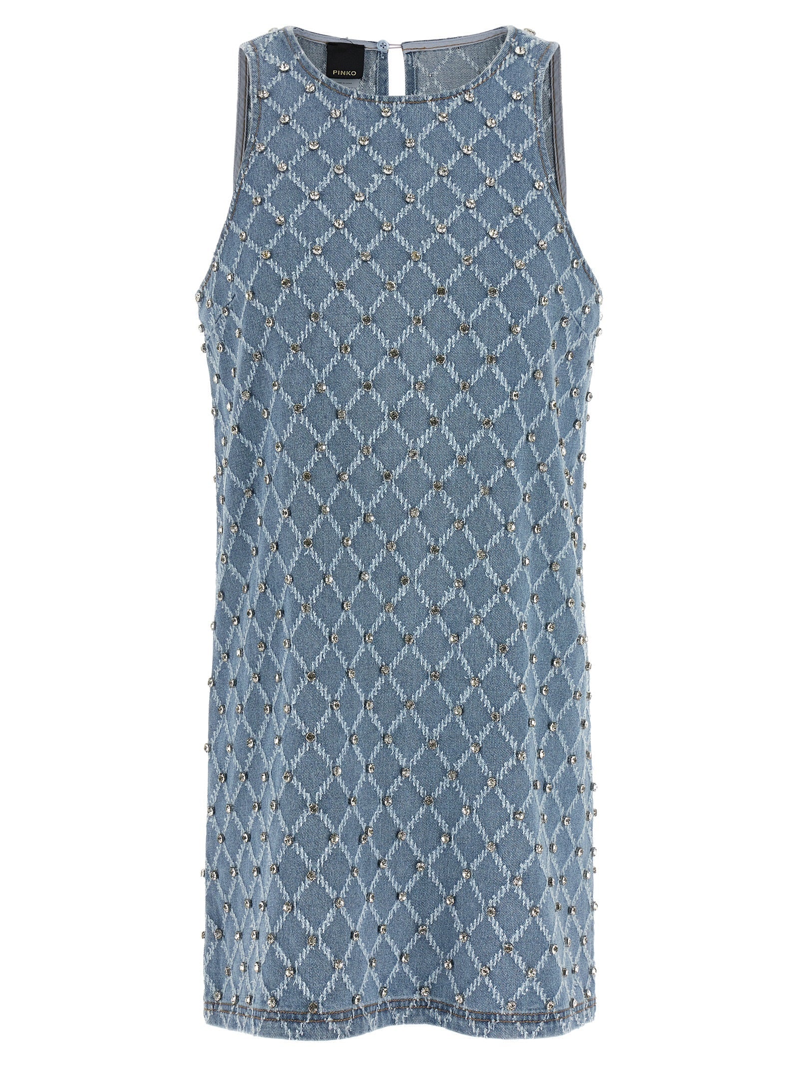 PINKO Blue Cotton Short Dress