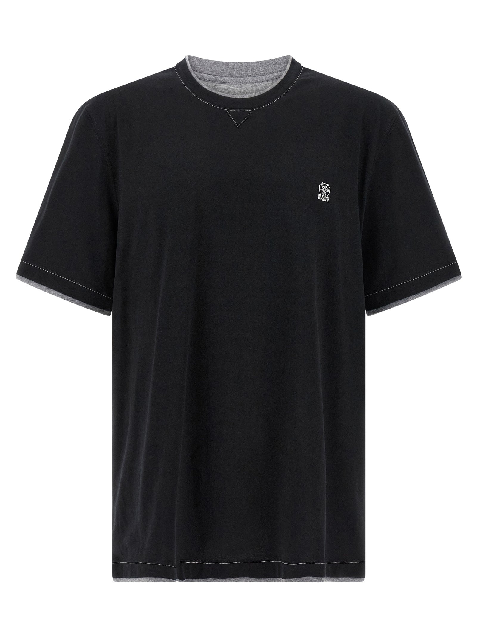 Brunello Cucinelli Black Cotton T-Shirt