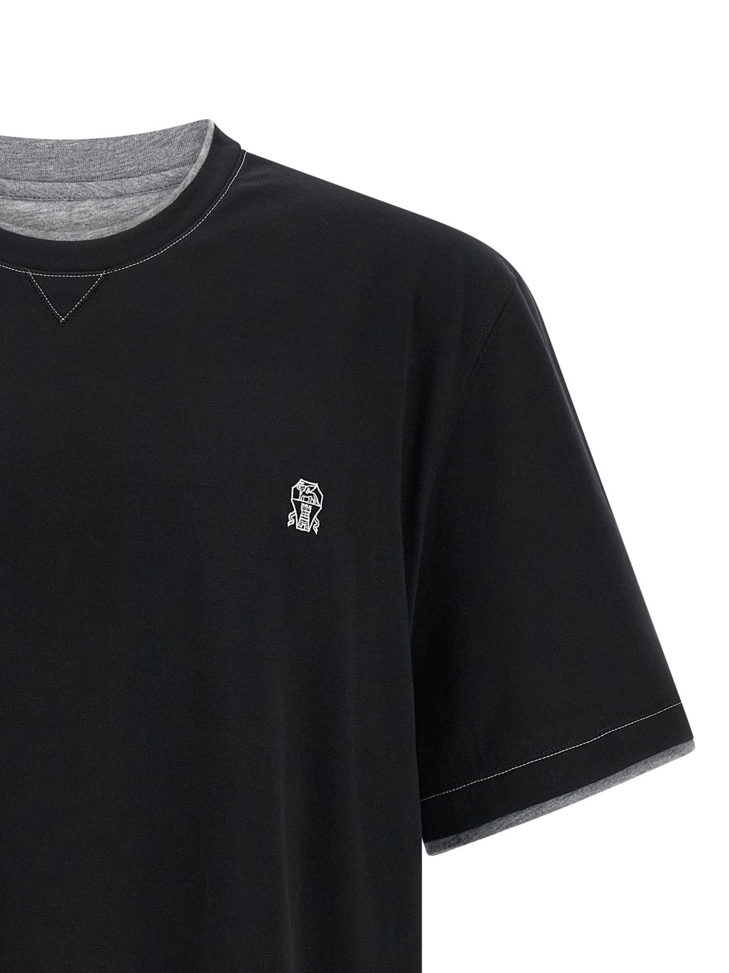 Brunello Cucinelli Black Cotton T-Shirt