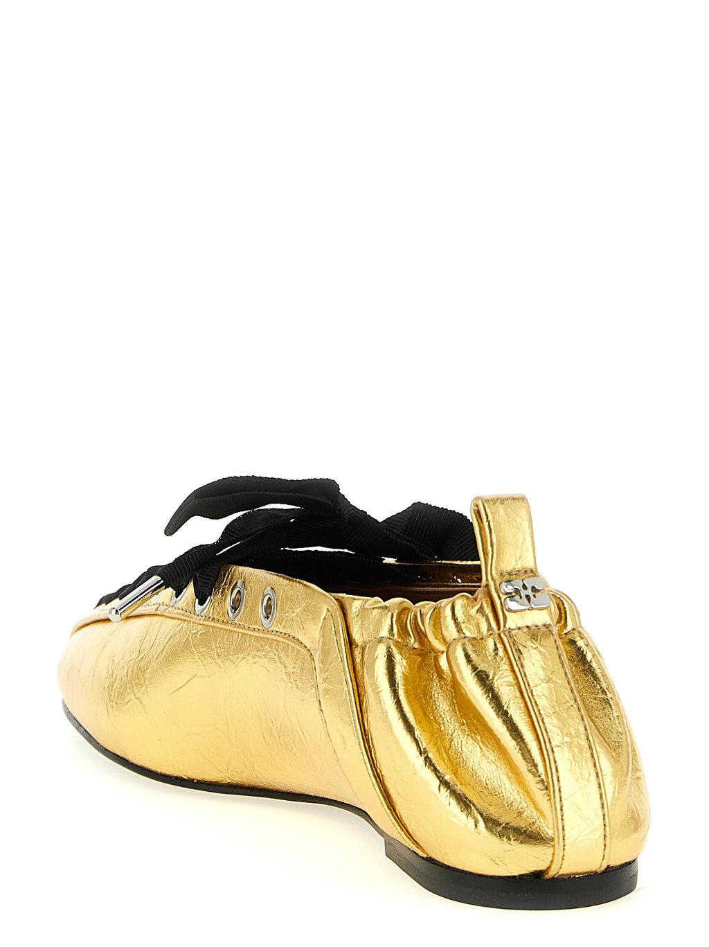 Ganni Gold Polyethylene Ballet Flats
