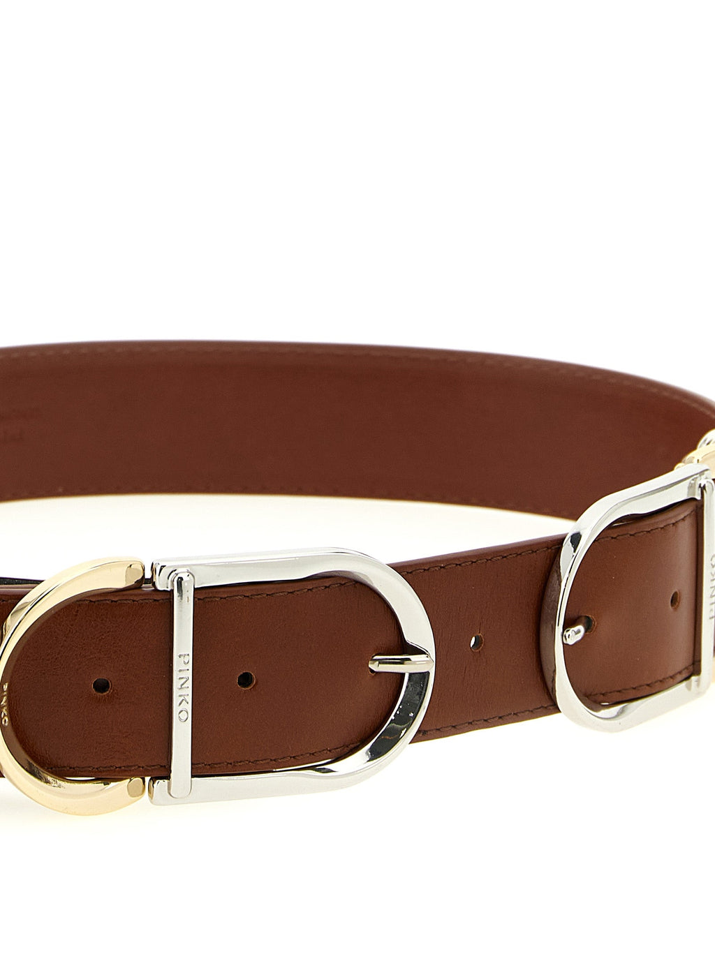 PINKO Brown Lamb Leather Regular Belt