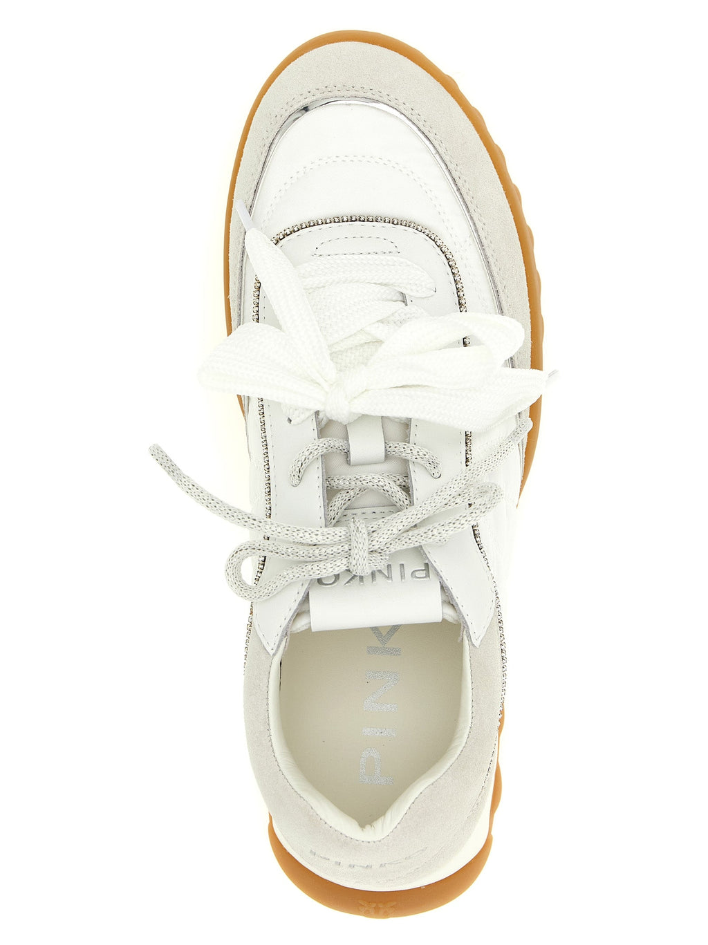 PINKO White Calfskin Athletic Sneakers