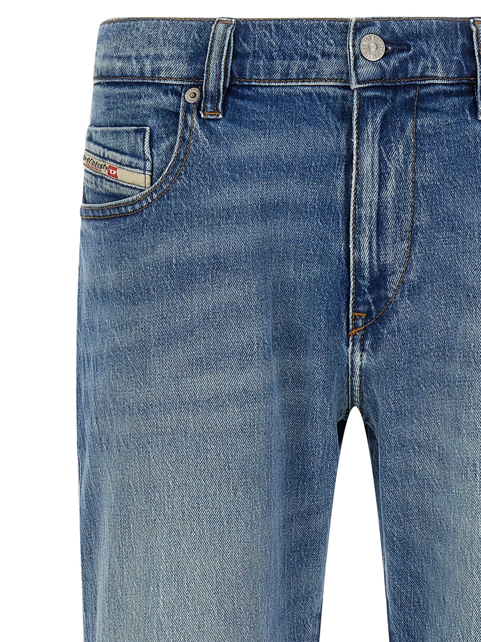 Diesel Blue Cotton Straight-Leg Jeans