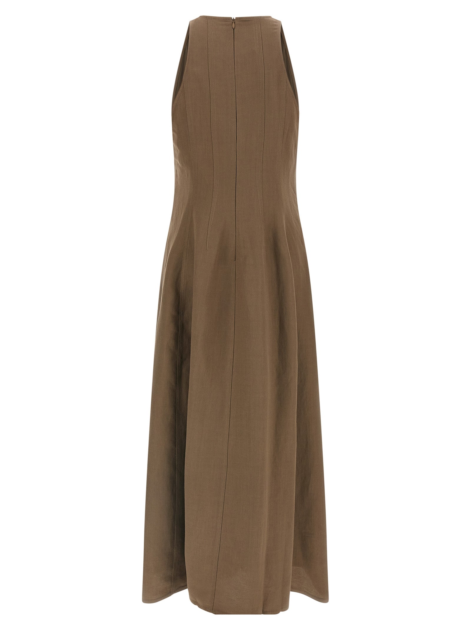 Brunello Cucinelli Brown Viscose Midi Dress
