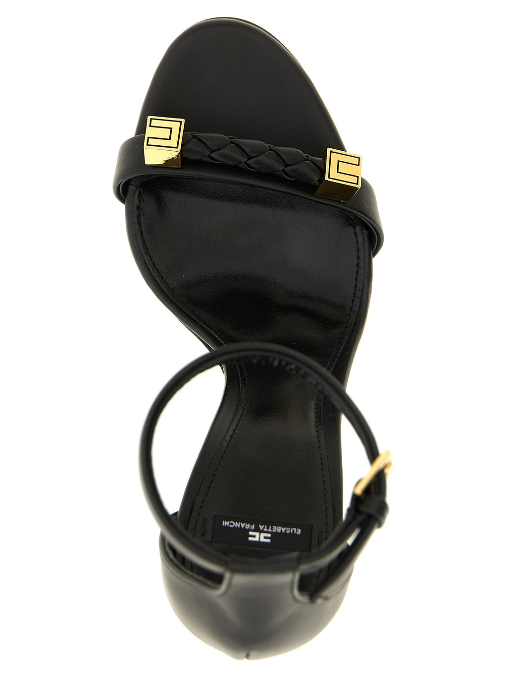 Elisabetta Franchi Black Leather Stiletto Heel Sandals