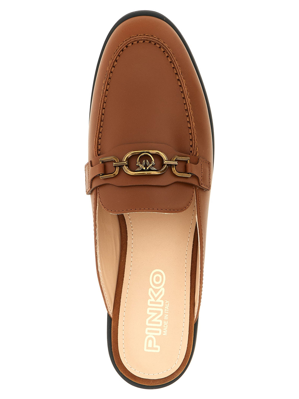 PINKO Brown Calfskin Flats