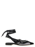 PINKO Black Leather Ballet Flats