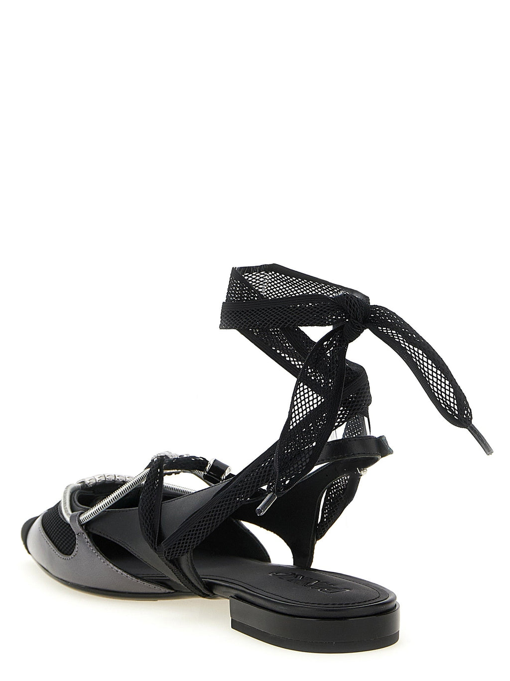 PINKO Black Leather Ballet Flats