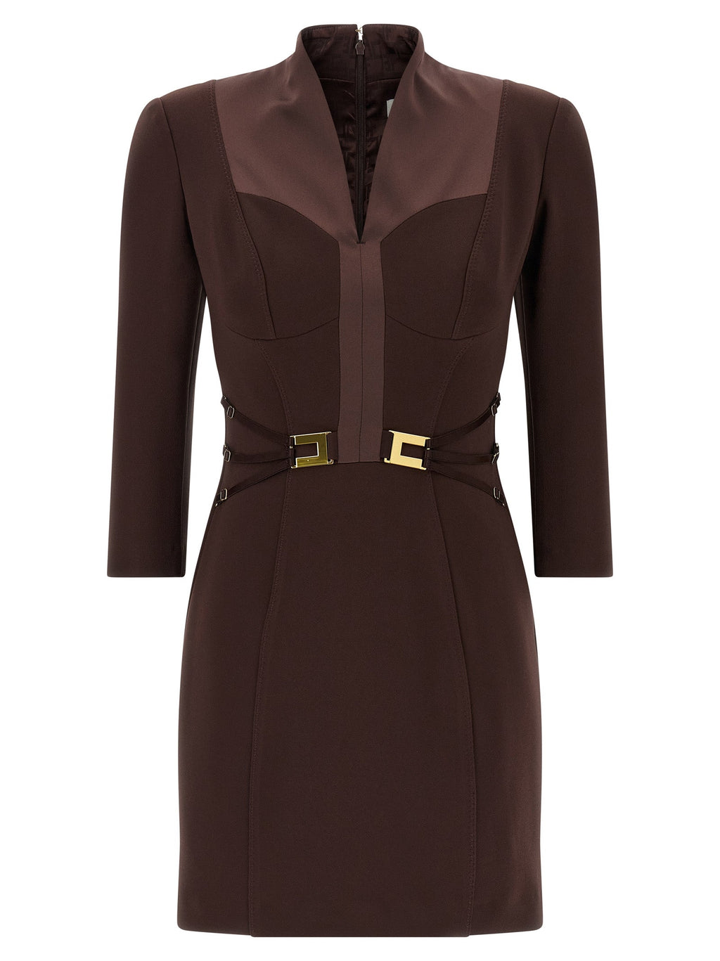 Elisabetta Franchi Brown Polyester Short Dress