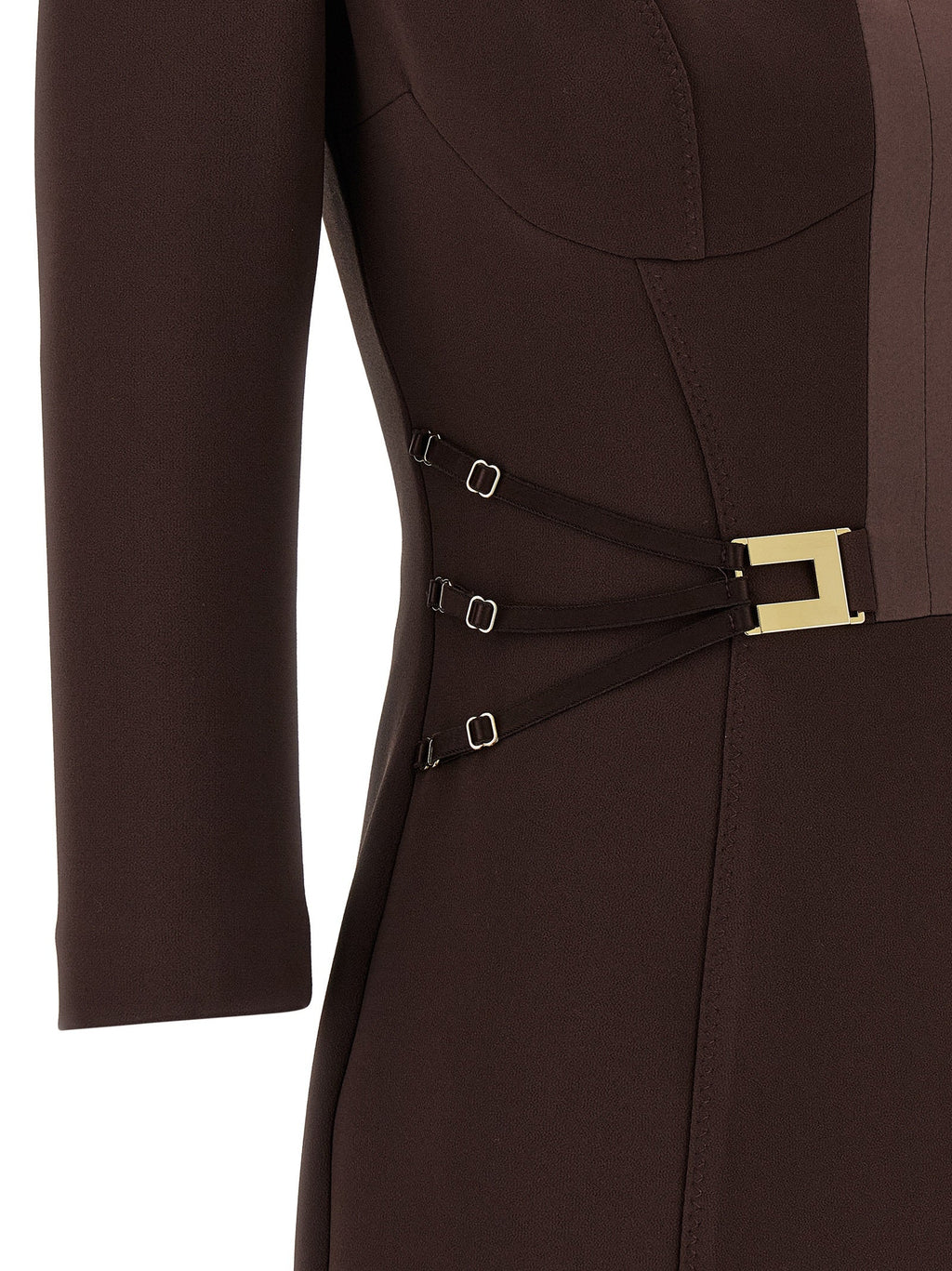 Elisabetta Franchi Brown Polyester Short Dress