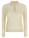 Max Mara White Cashmere Polo Shirt