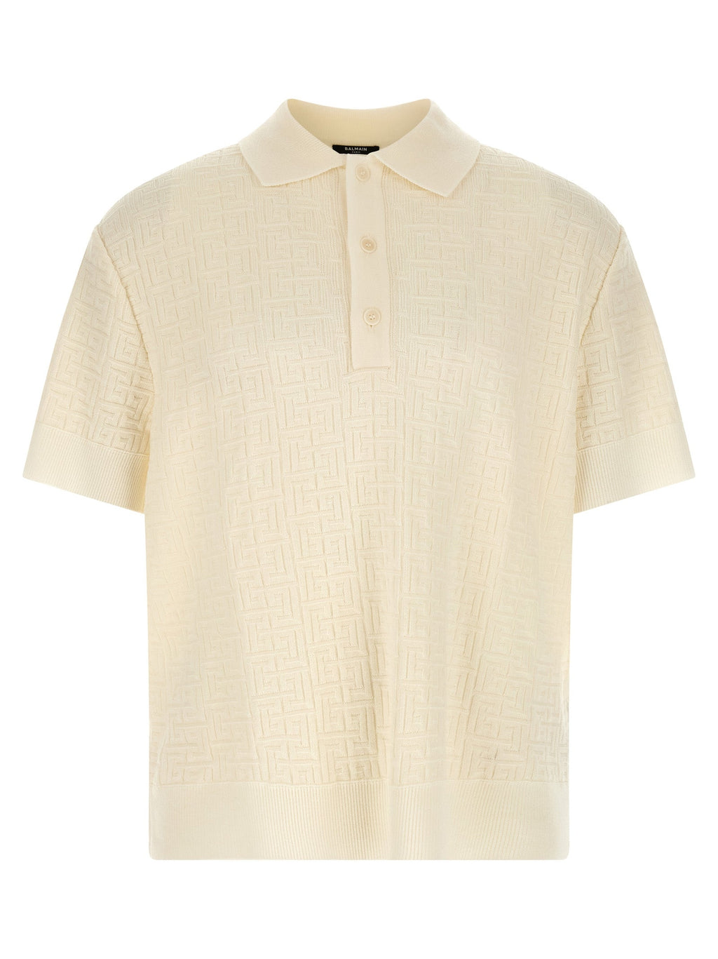 Balmain White Wool Polo Shirt