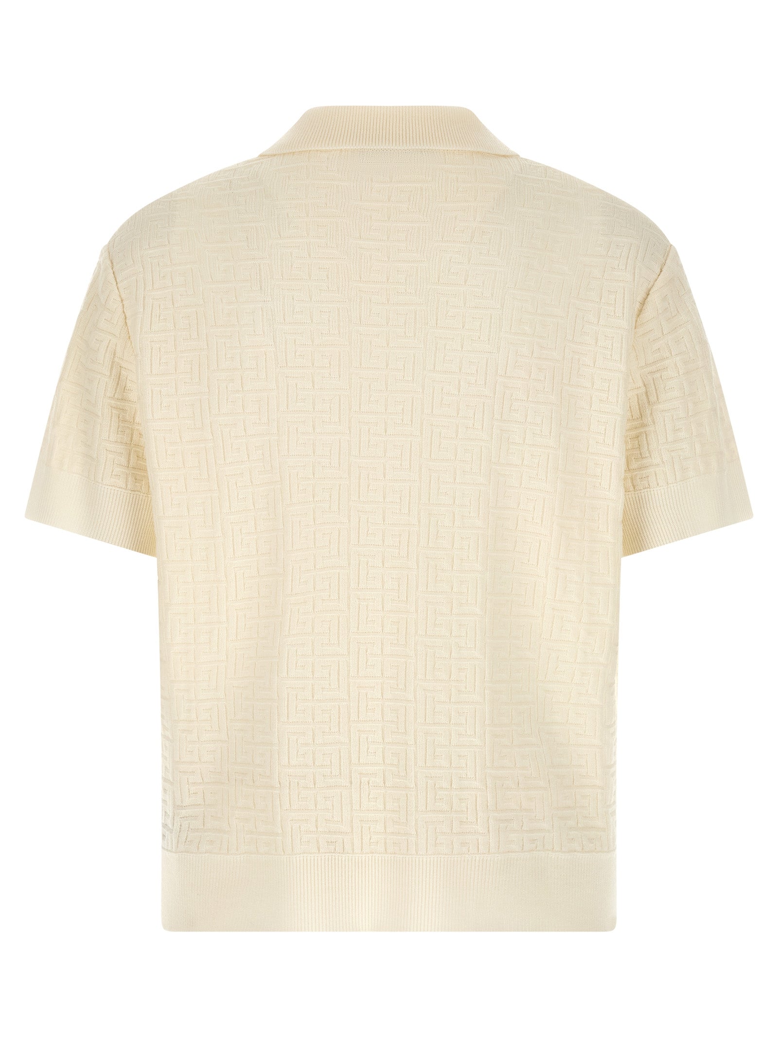 Balmain White Wool Polo Shirt