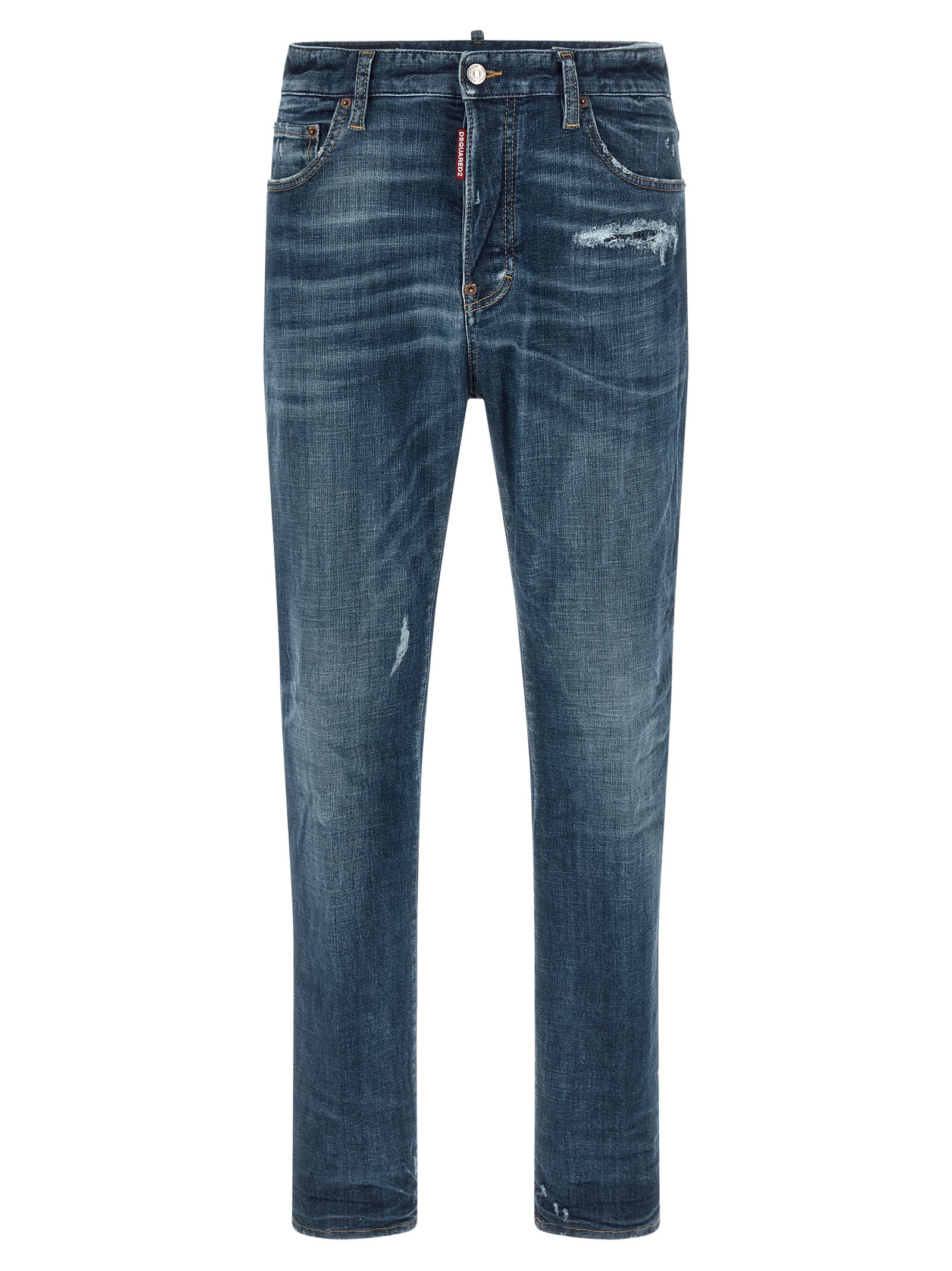 Dsquared² Blue Cotton Straight-Leg Jeans