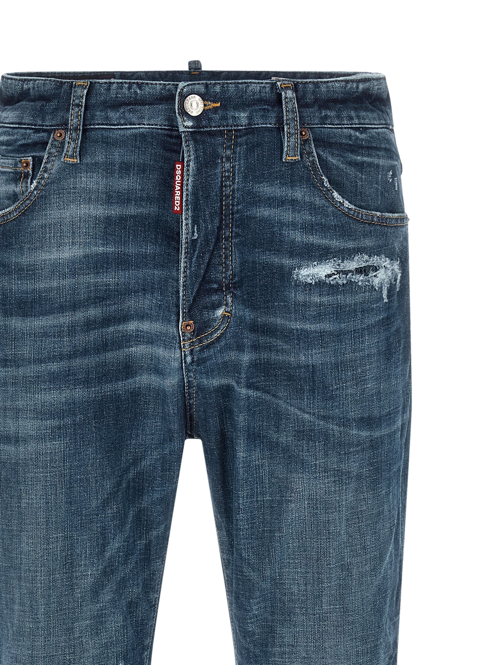 Dsquared² Blue Cotton Straight-Leg Jeans