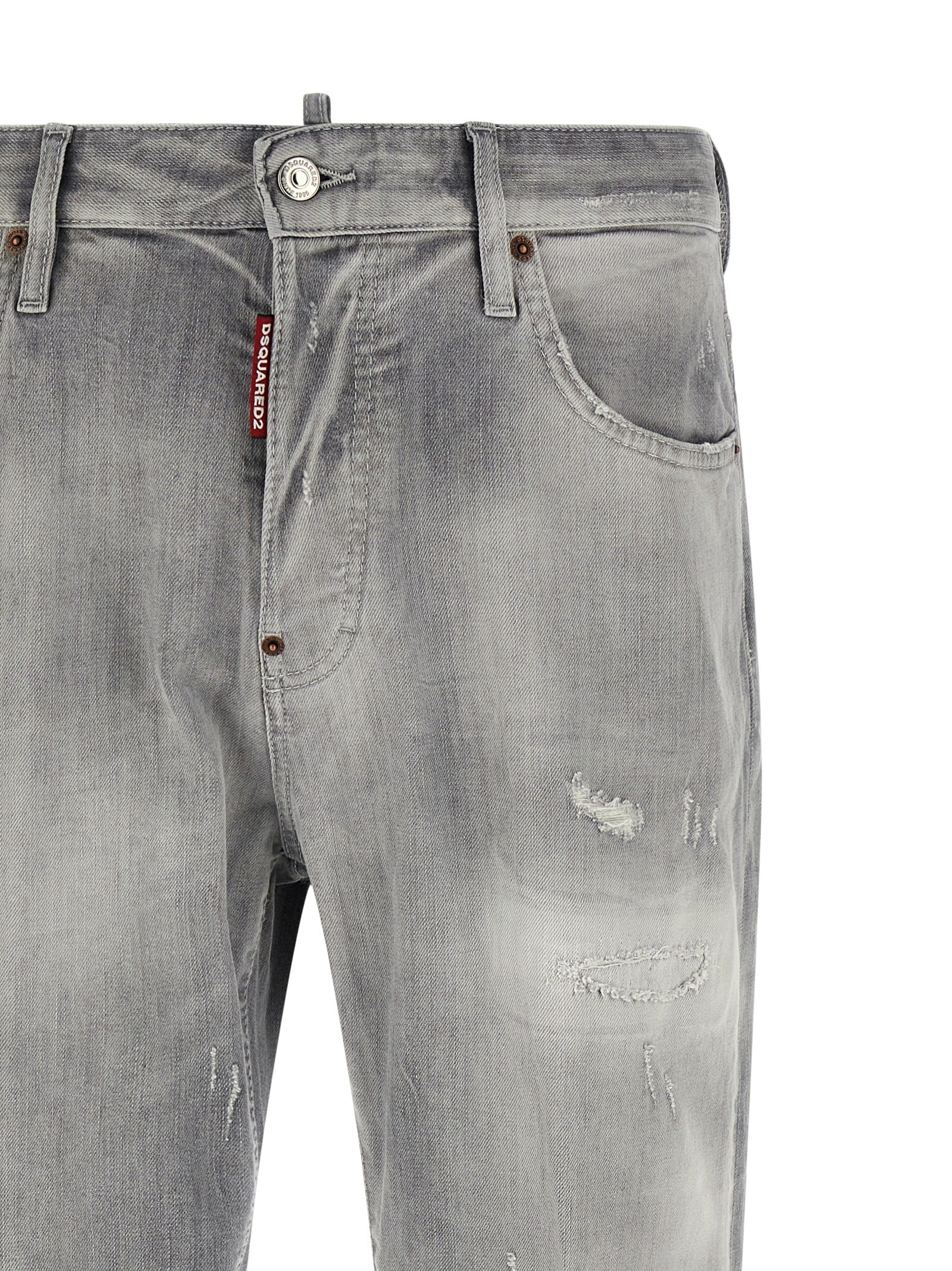 Dsquared² Gray Cotton Straight-Leg Jeans