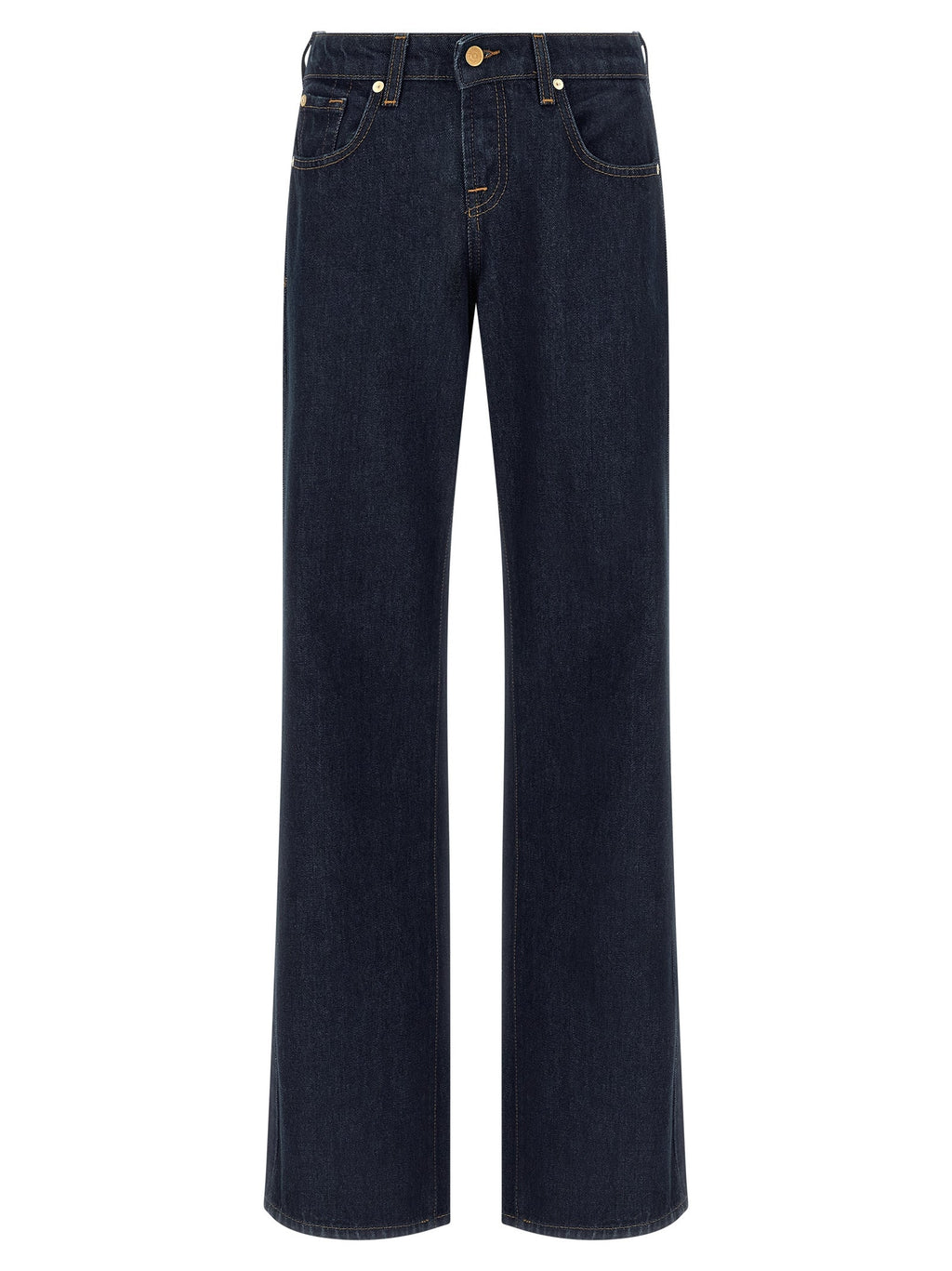 7 For All Mankind Blue Cotton Straight-Leg Jeans