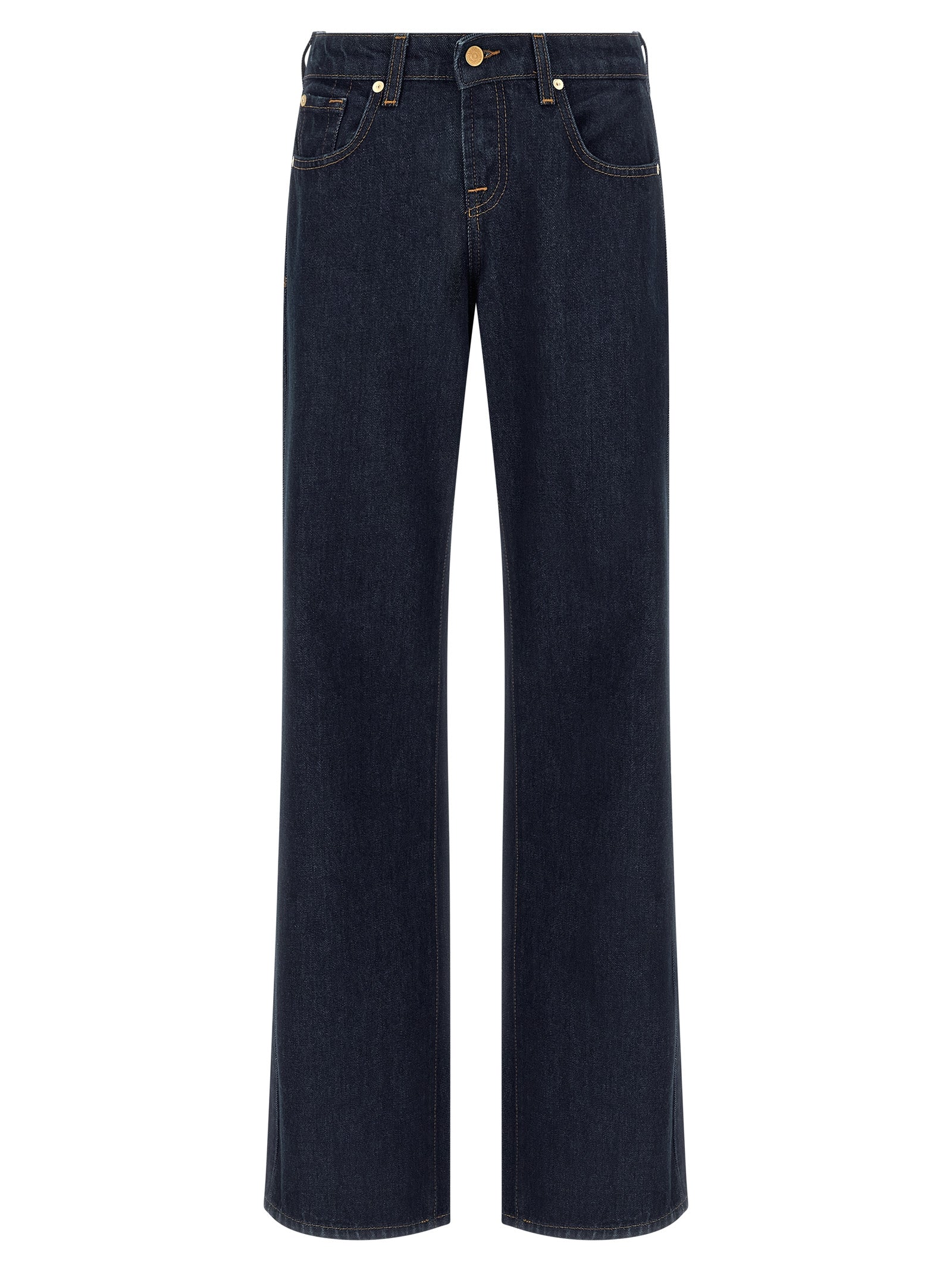 7 For All Mankind Blue Cotton Straight-Leg Jeans