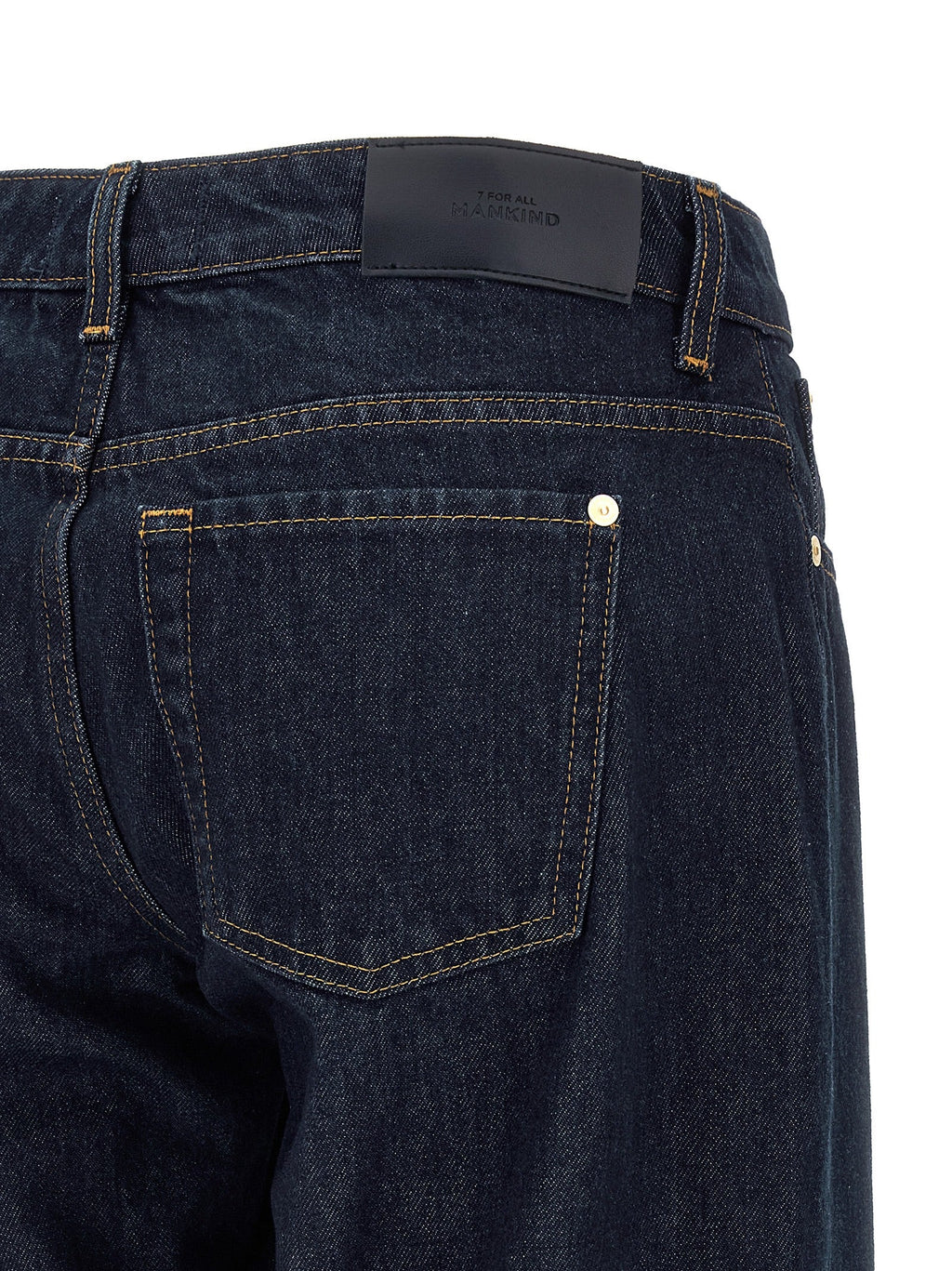 7 For All Mankind Blue Cotton Straight-Leg Jeans