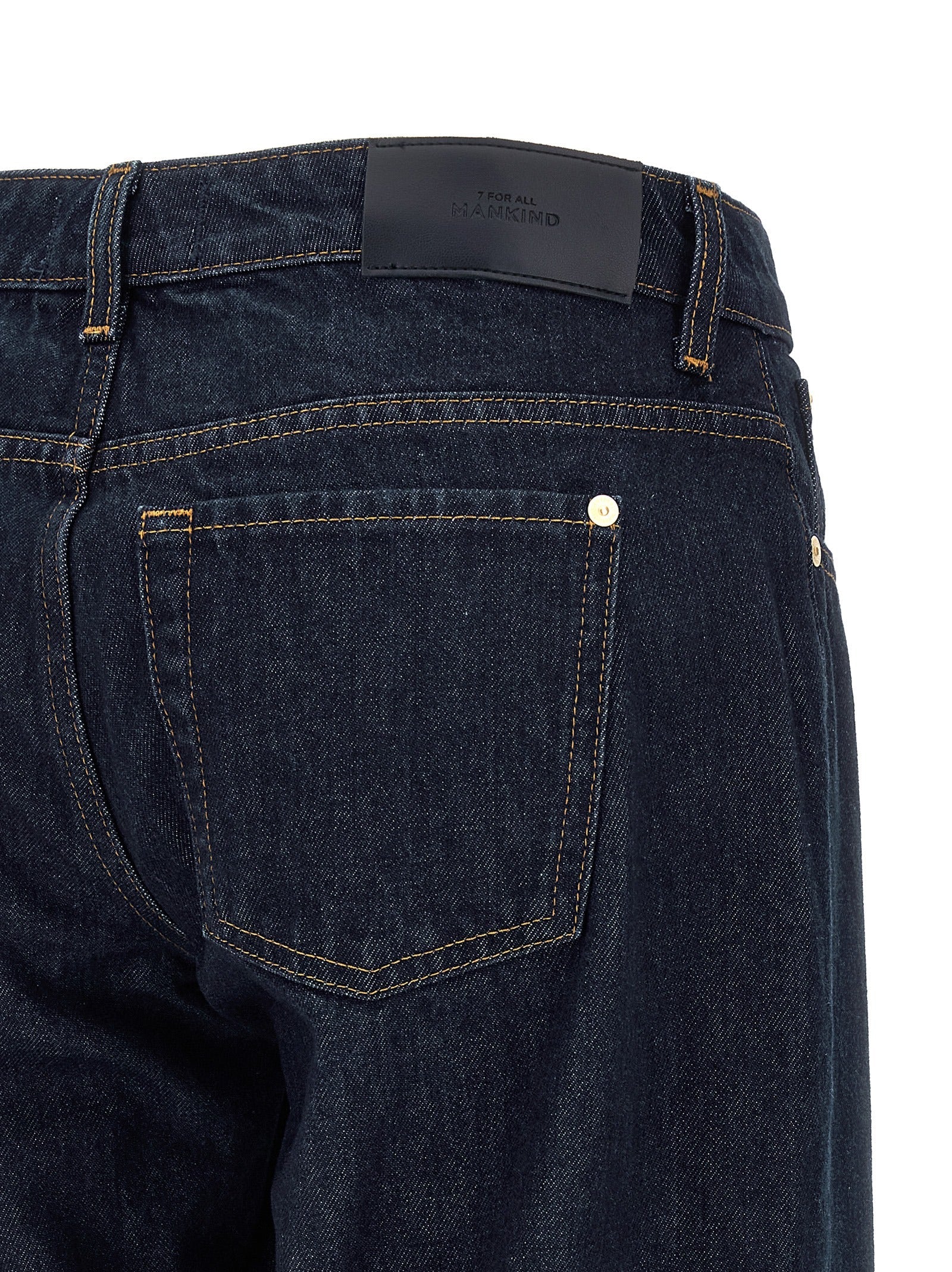 7 For All Mankind Blue Cotton Straight-Leg Jeans