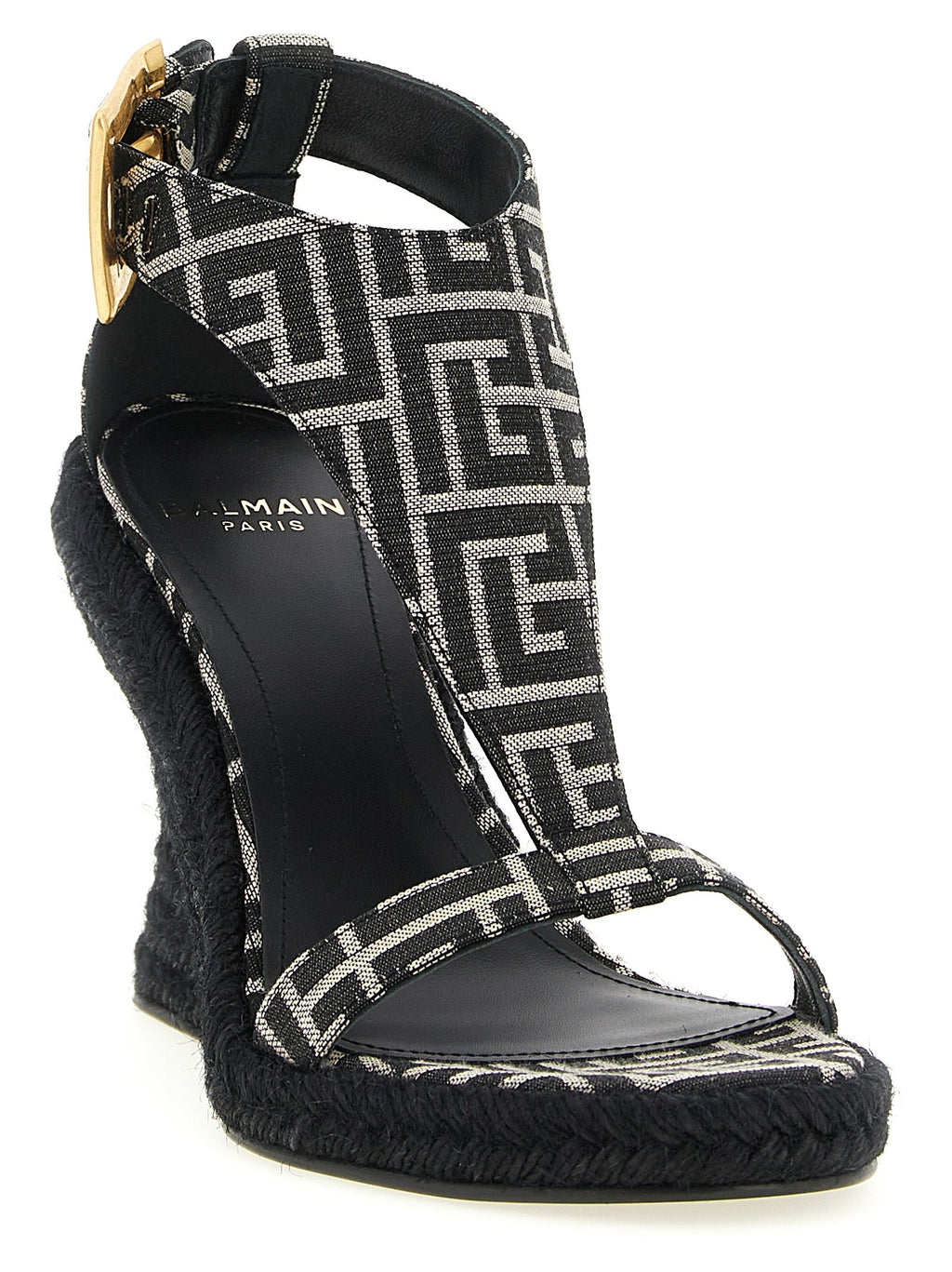 Balmain Black Polyester Wedge Sandals