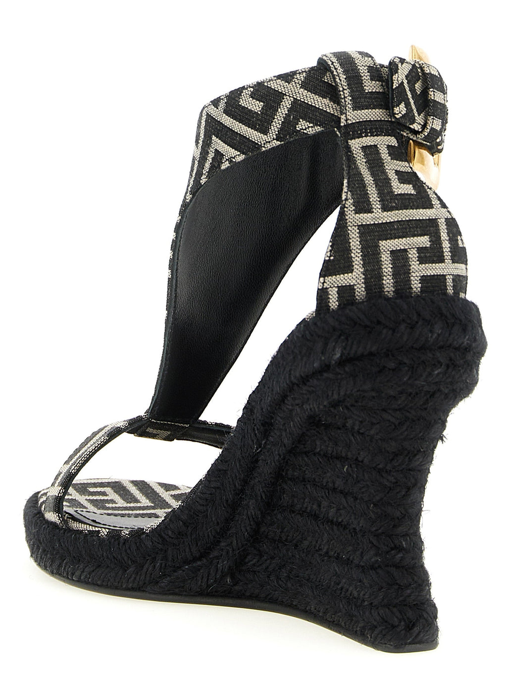 Balmain Black Polyester Wedge Sandals