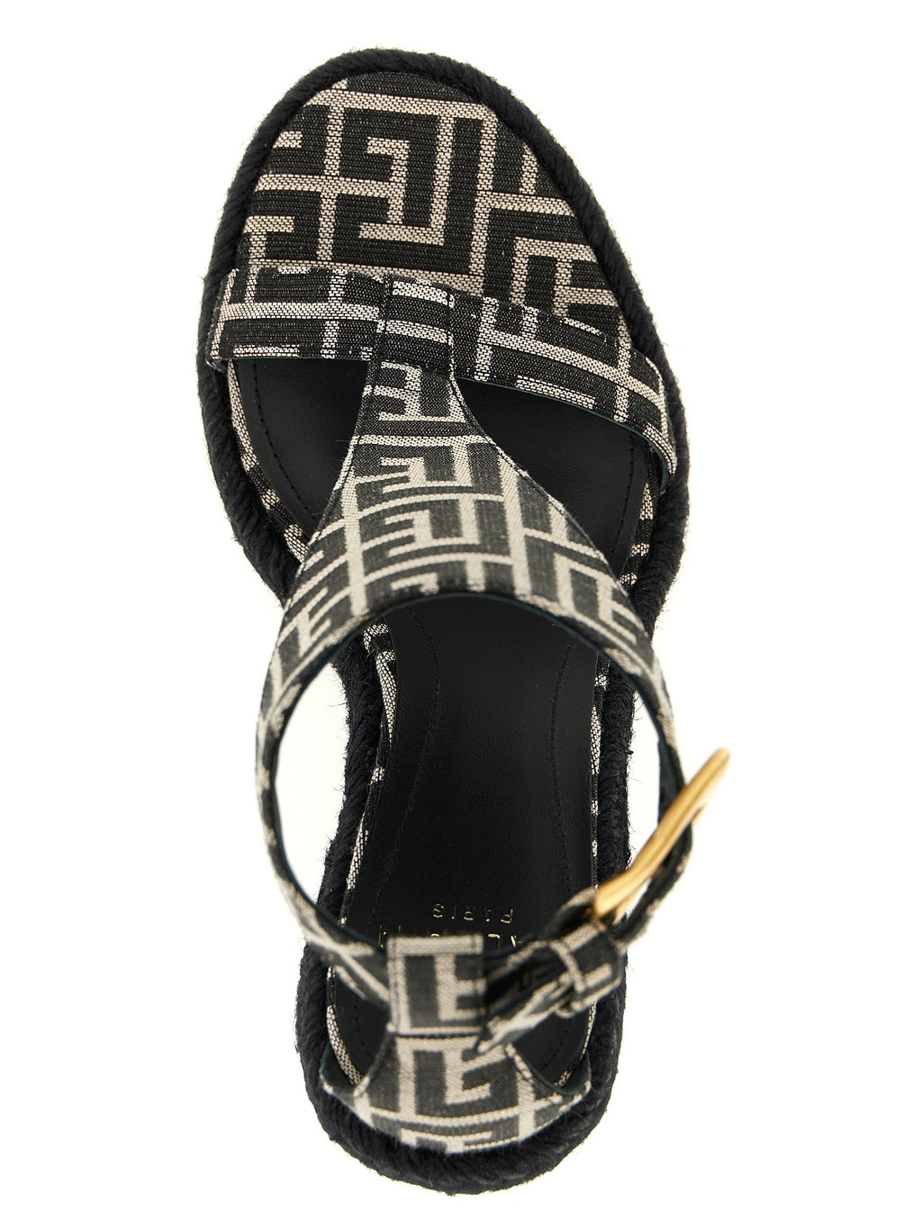Balmain Black Polyester Wedge Sandals