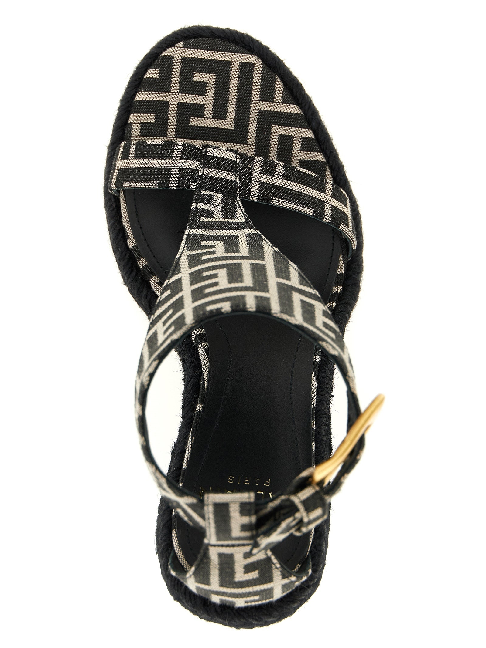 Balmain Black Polyester Wedge Sandals